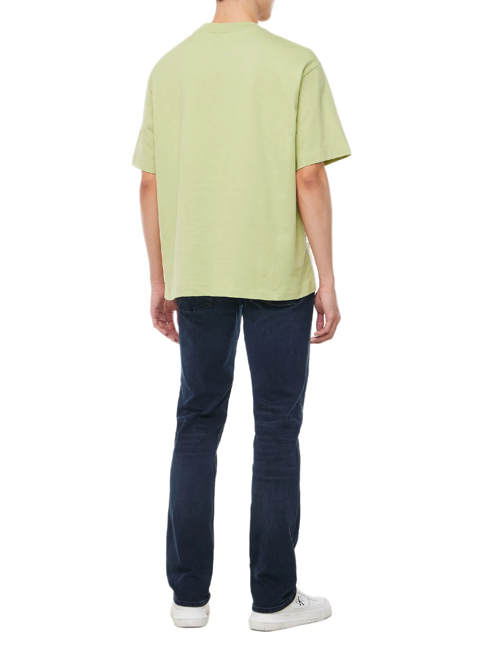 CALVIN KLEIN Men s Relaxed Fit Standard Logo Crew Neck Short Sleeve T-Shirt  Light green