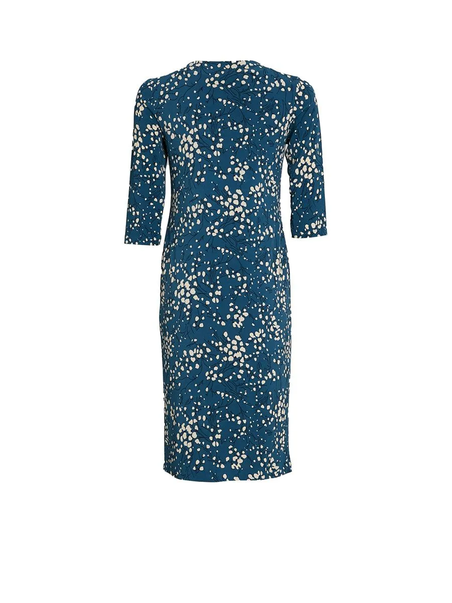 ELITE Floral Graphic Print Knit Dress E194098BLS Light Blue