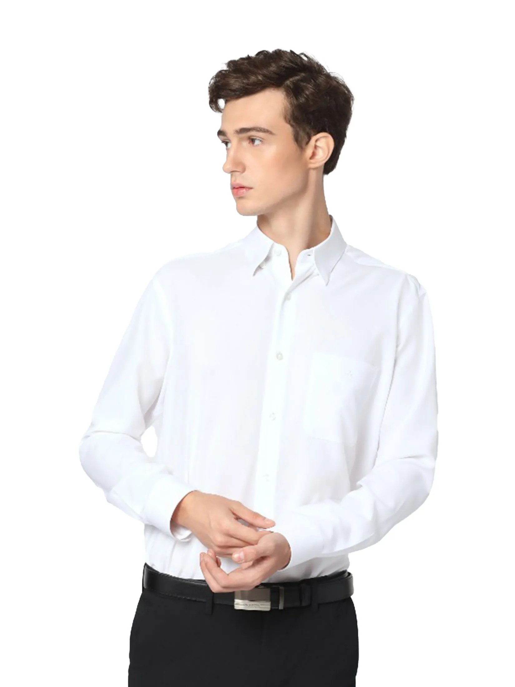 ARROW Men’s Collared Filagen Shirt – Long Sleeve with Button-Down Collar, Comfort Fit, White (MACC803-WH)