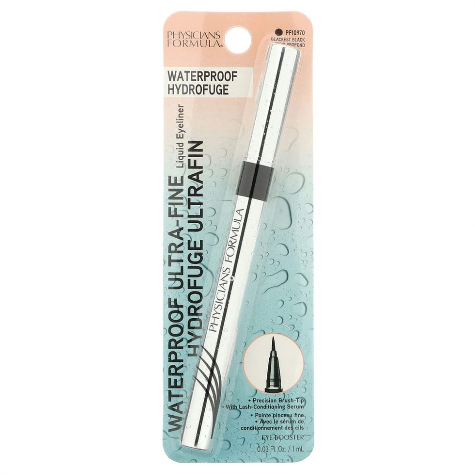 Physicians Formula, Eye Booster, водостойкая ультратонкая жидкая подводка для глаз, черная, 1 мл (0,03 жидк. Унции)