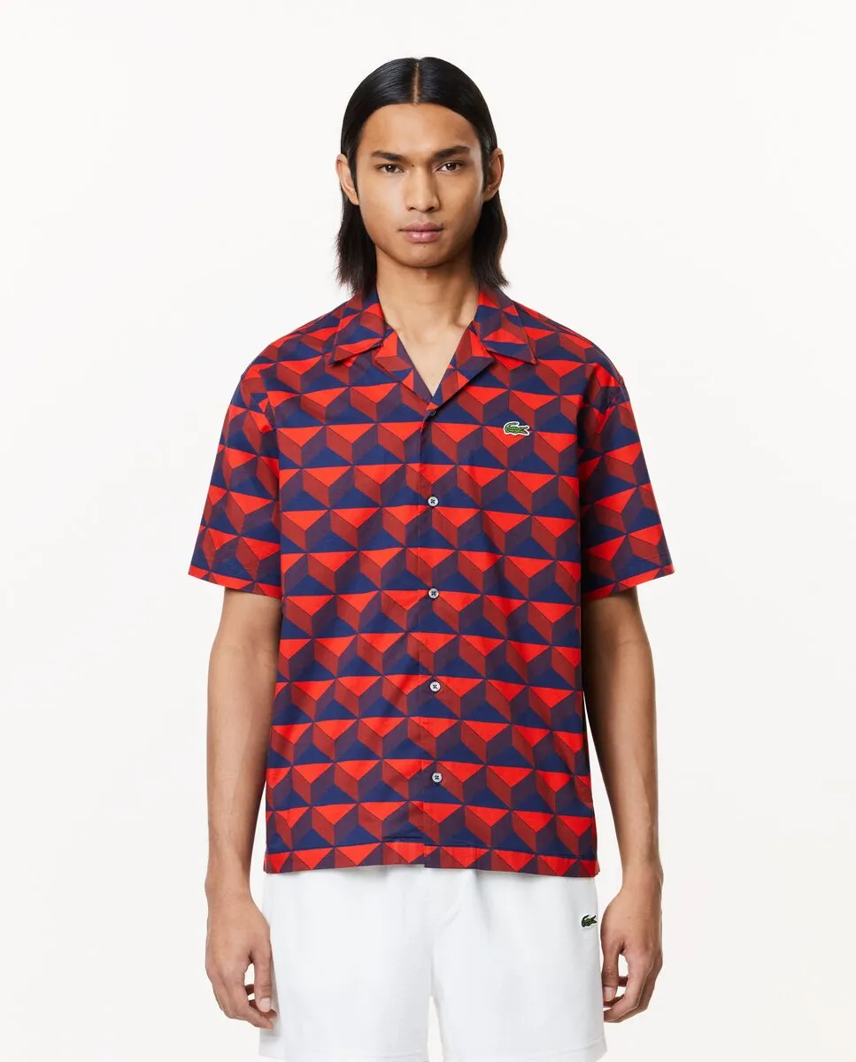 LACOSTE Short Sleeved Robert George Print Shirt Red