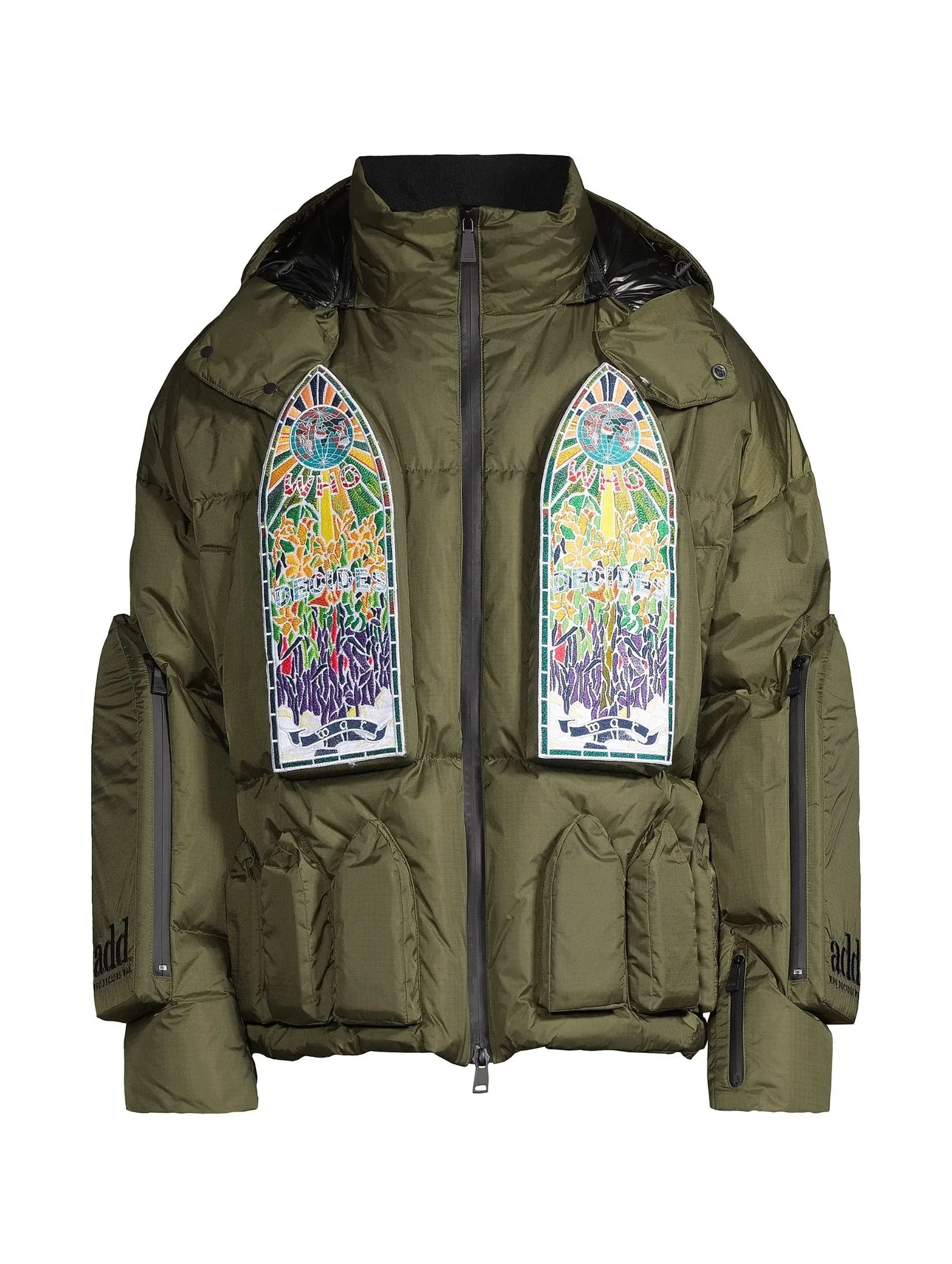 WDW X ADD DOWN BOMBER WITH DETACHABLE HOOD IN OLIVE