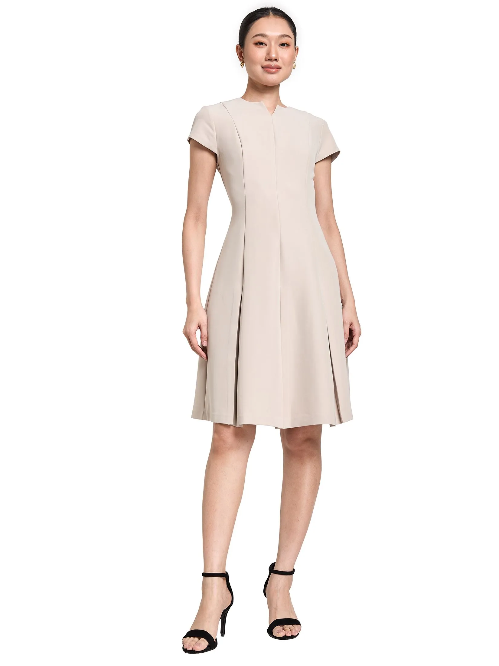 EXPRESSIONS Women Dress With Cap Sleeves And Pleated Skirt