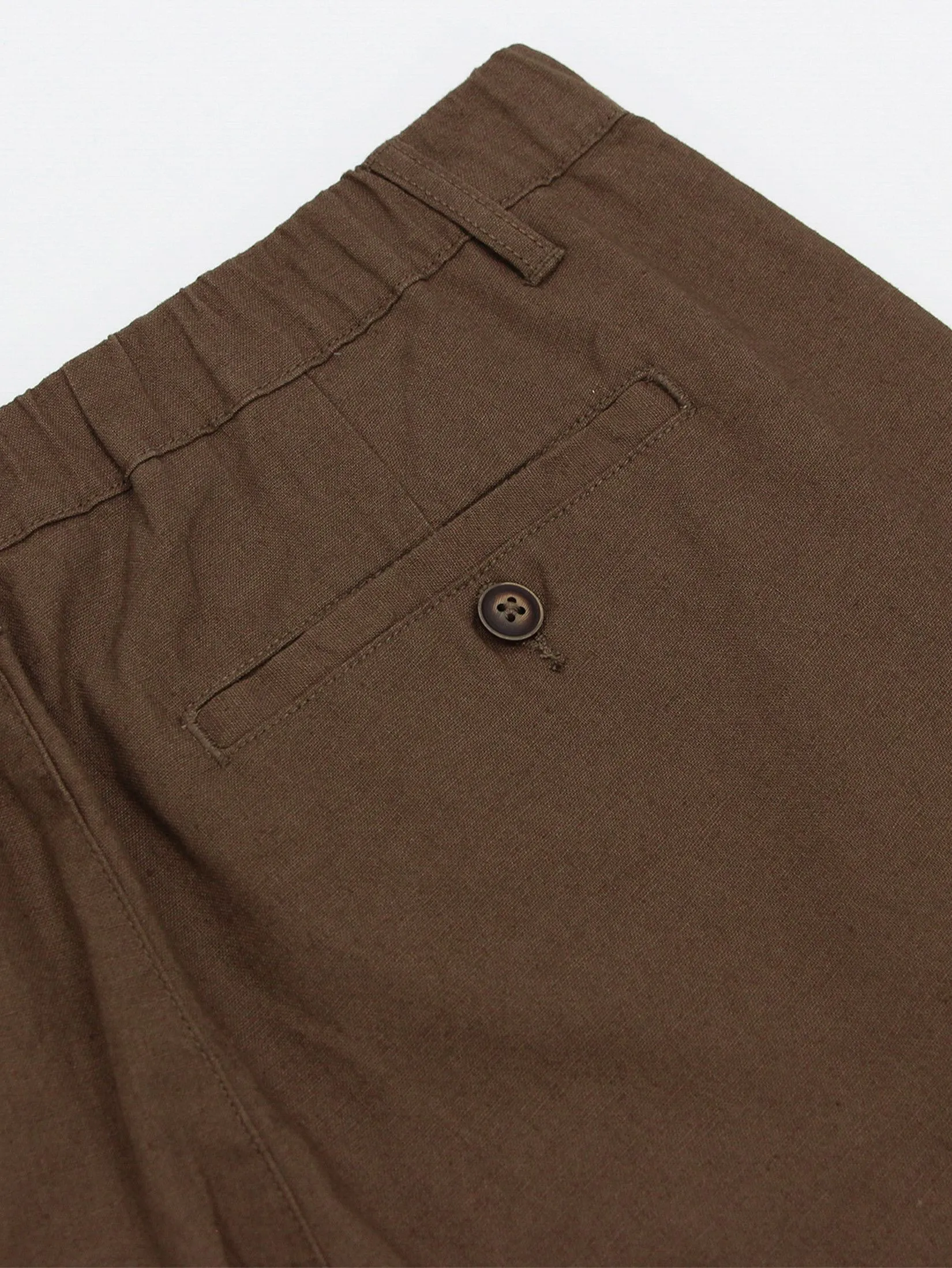 GIORDANO Men's Slim Taper Linen Khaki Pants  Dark Brown