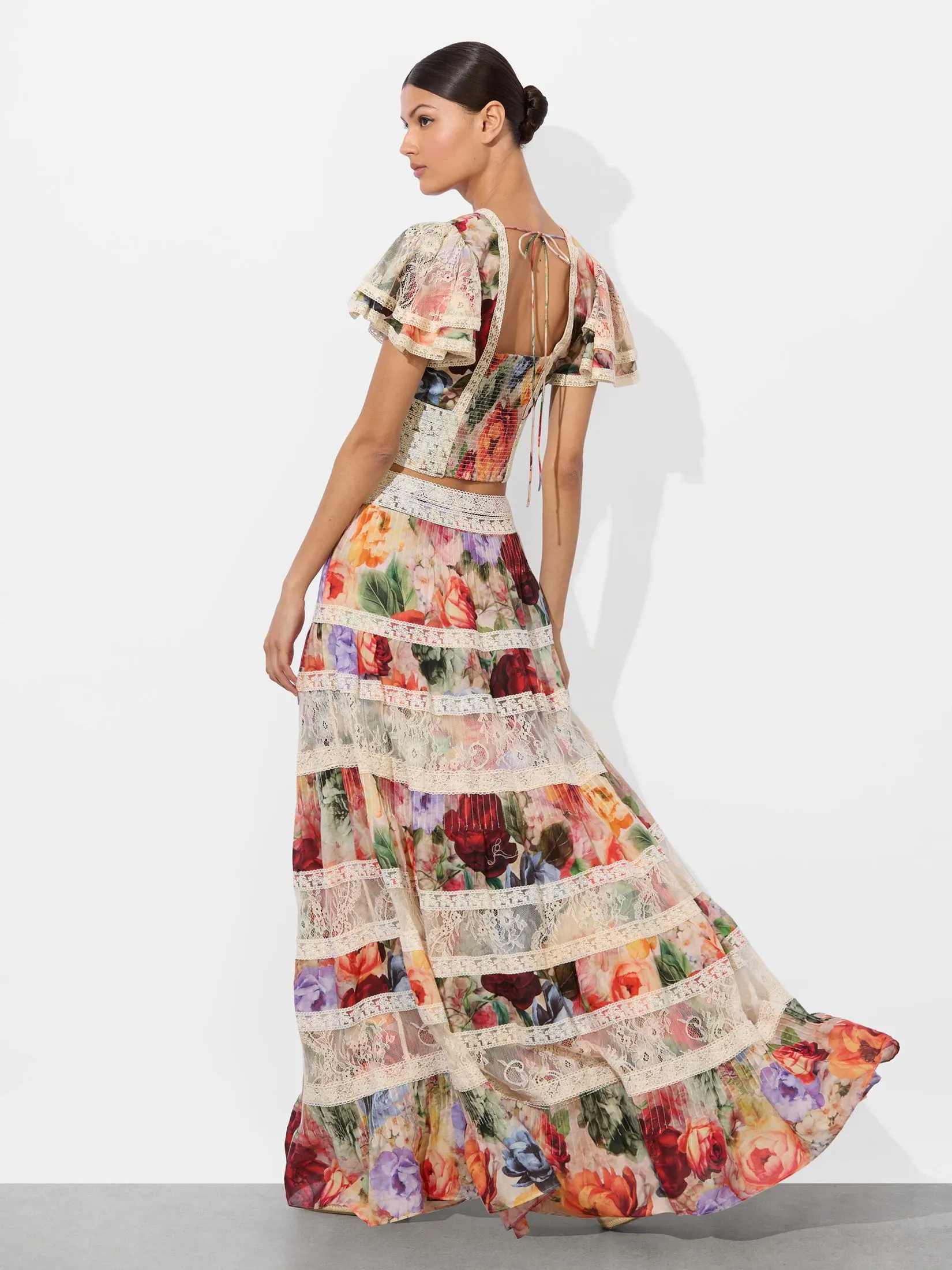 ALICE AND OLIVIA Women Maxi Skirt Adira Tiered Multi-Color