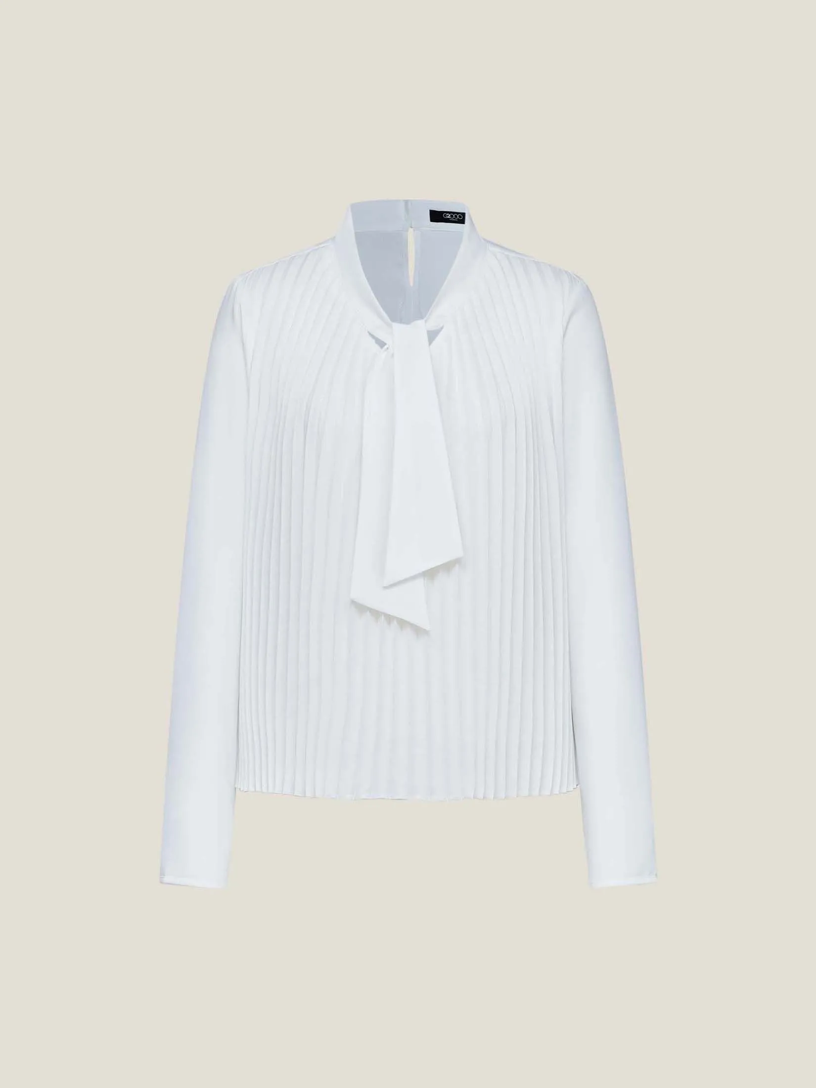 G2000 Women Clothing Pleated Blouse With Tie Loose Fit - Off-White