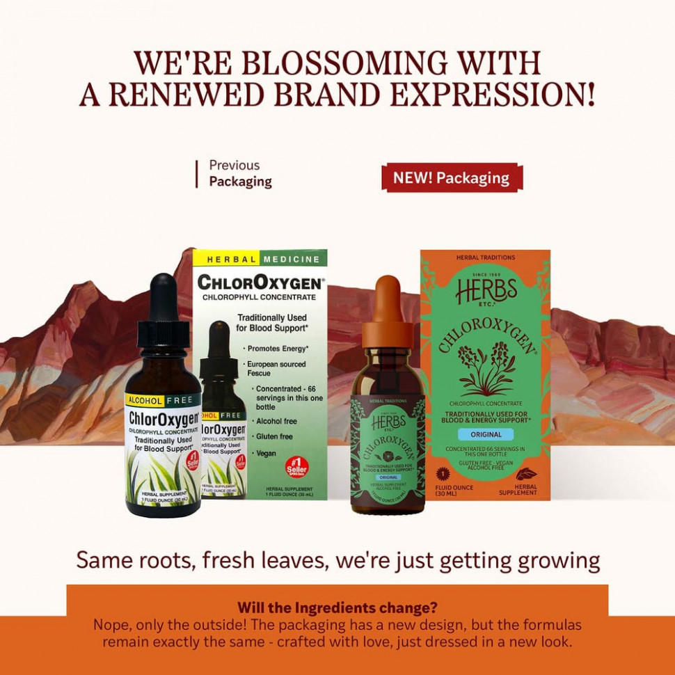 Herbs Etc., ChlorOxygen, концентрат хлорофилла, без спирта, 30 мл (1 жидк. унция)