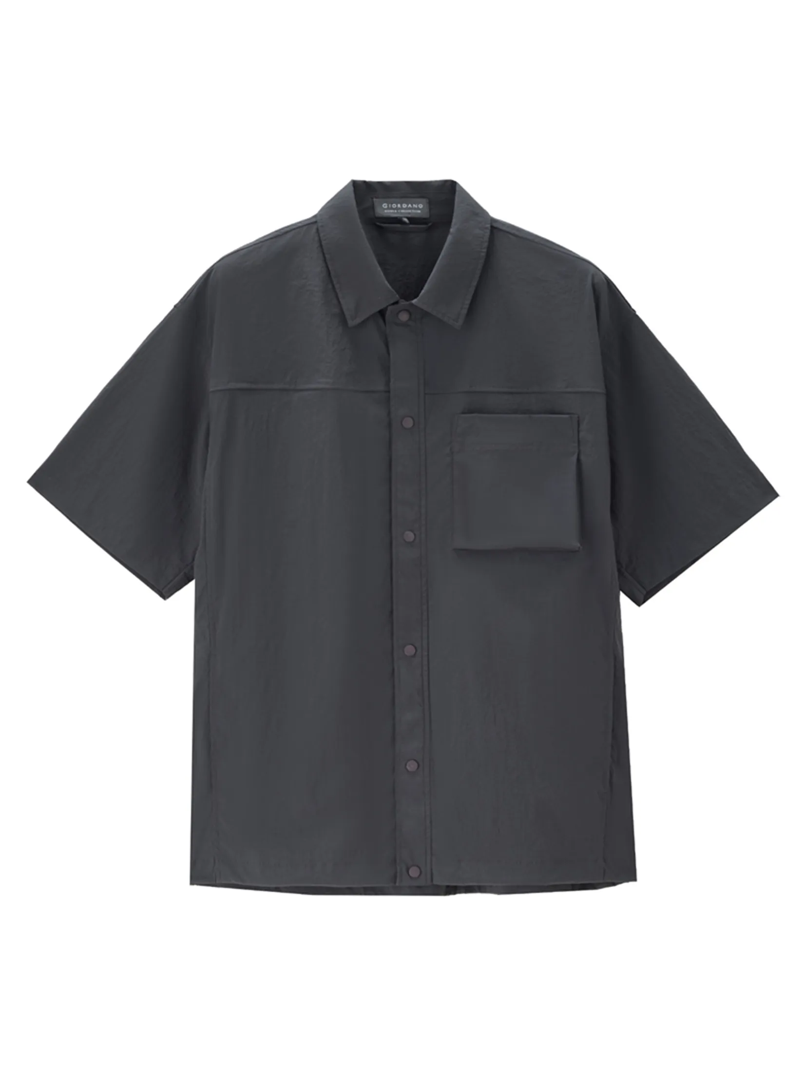 GIORDANO Men s  Online Exclusive Regular Pocket Shirt (Korea) Dark grey