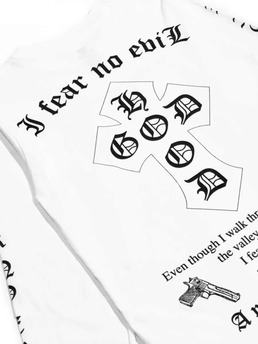 TZ WORLDWIDE MEN T-SHIRT TZ I FEAR NO EVIL LONG SLEEVE WHITE