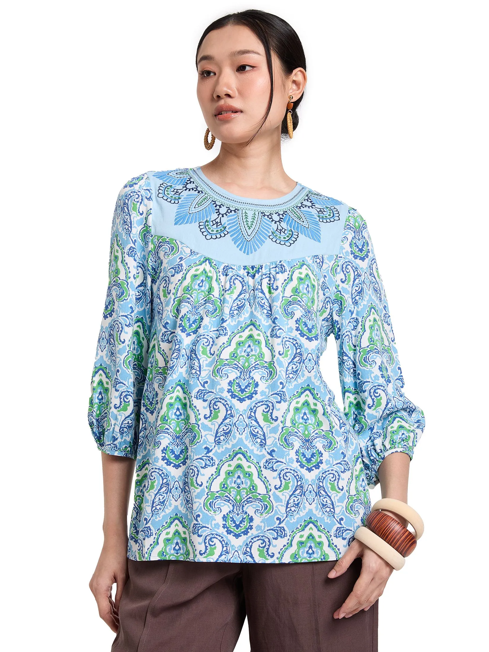 JOURNAL Women Blouse Long Sleeves Crew Neck