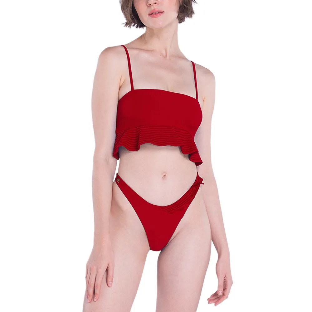 ANGELYS BALEK RED PEPLUM & BRAZILIAN BRIEF WOMEN SWIMSUIT