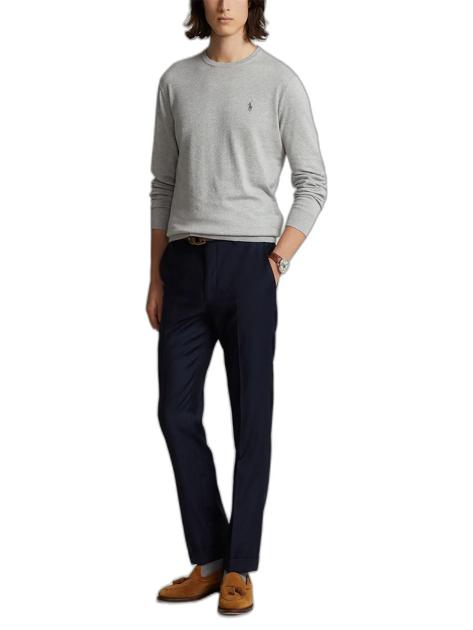 POLO RALPH LAUREN Slim Fit Cotton Sweater  MNPOSWE16820307 Grey