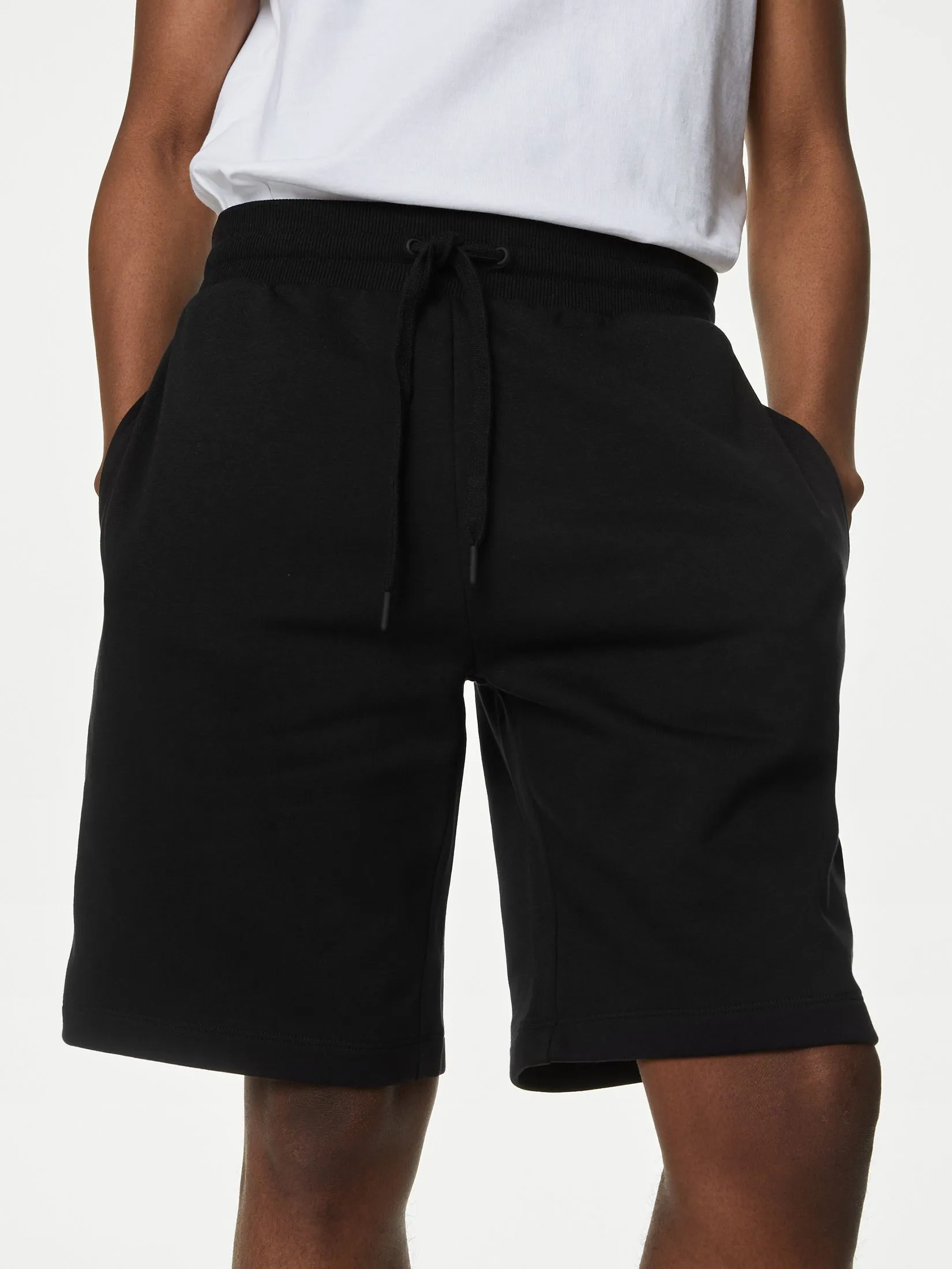 MARKS & SPENCER Men Jersey Shorts Cotton Rich Oversized Black