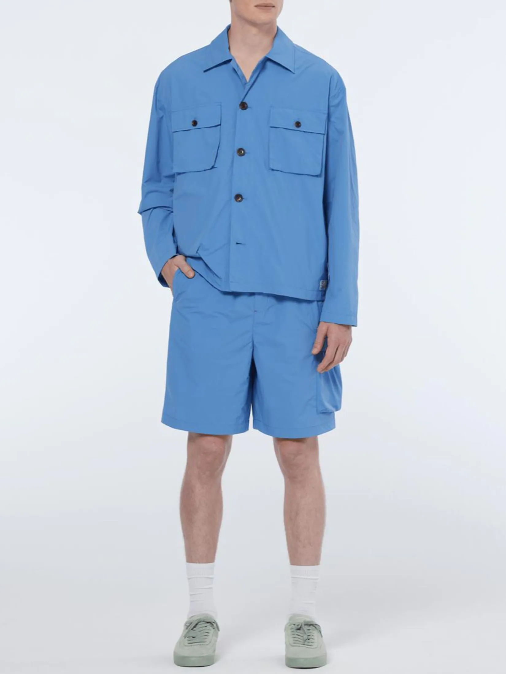 SCOTCH&SODA Men Cargo Short Lightweight Nylon Relaxed Fit Lake Blue