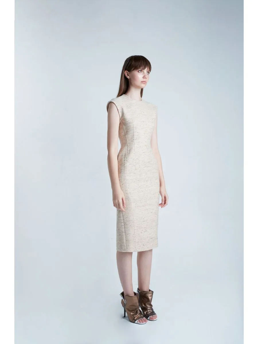 SENADA WOMEN CORSETTED SAND PENCIL DRESS