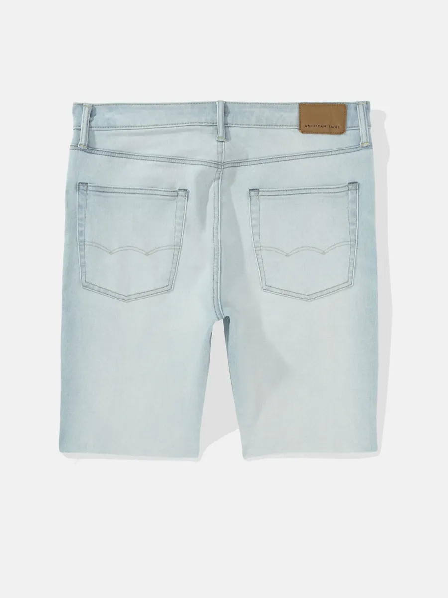 AMERICAN EAGLE MEN INTL EXCLUSIVE LIGHT CLEAN DENIM CUTOFF SHORT - CUT & CUFF 915 LIGHT WASH