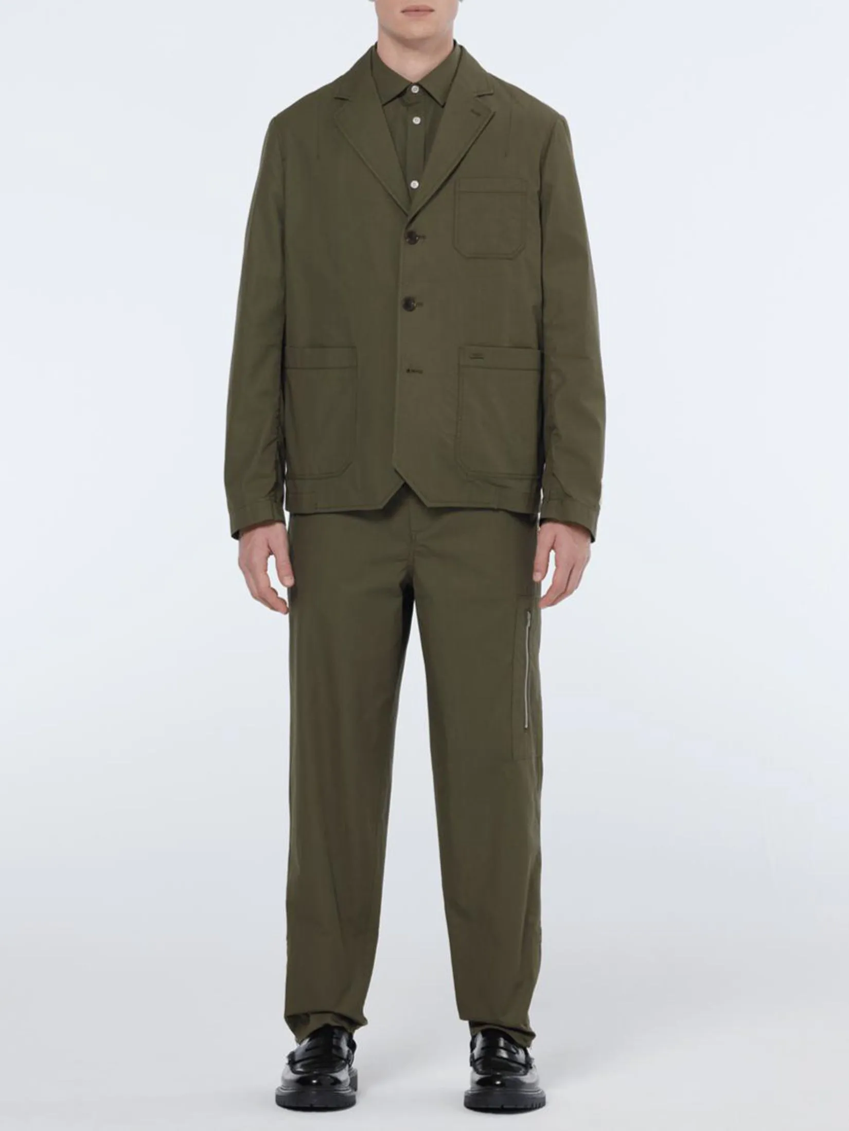 SCOTCH&SODA Men Blazer Relaxed Fit Unconstructed Cotton-Ripstop Military Classic Green