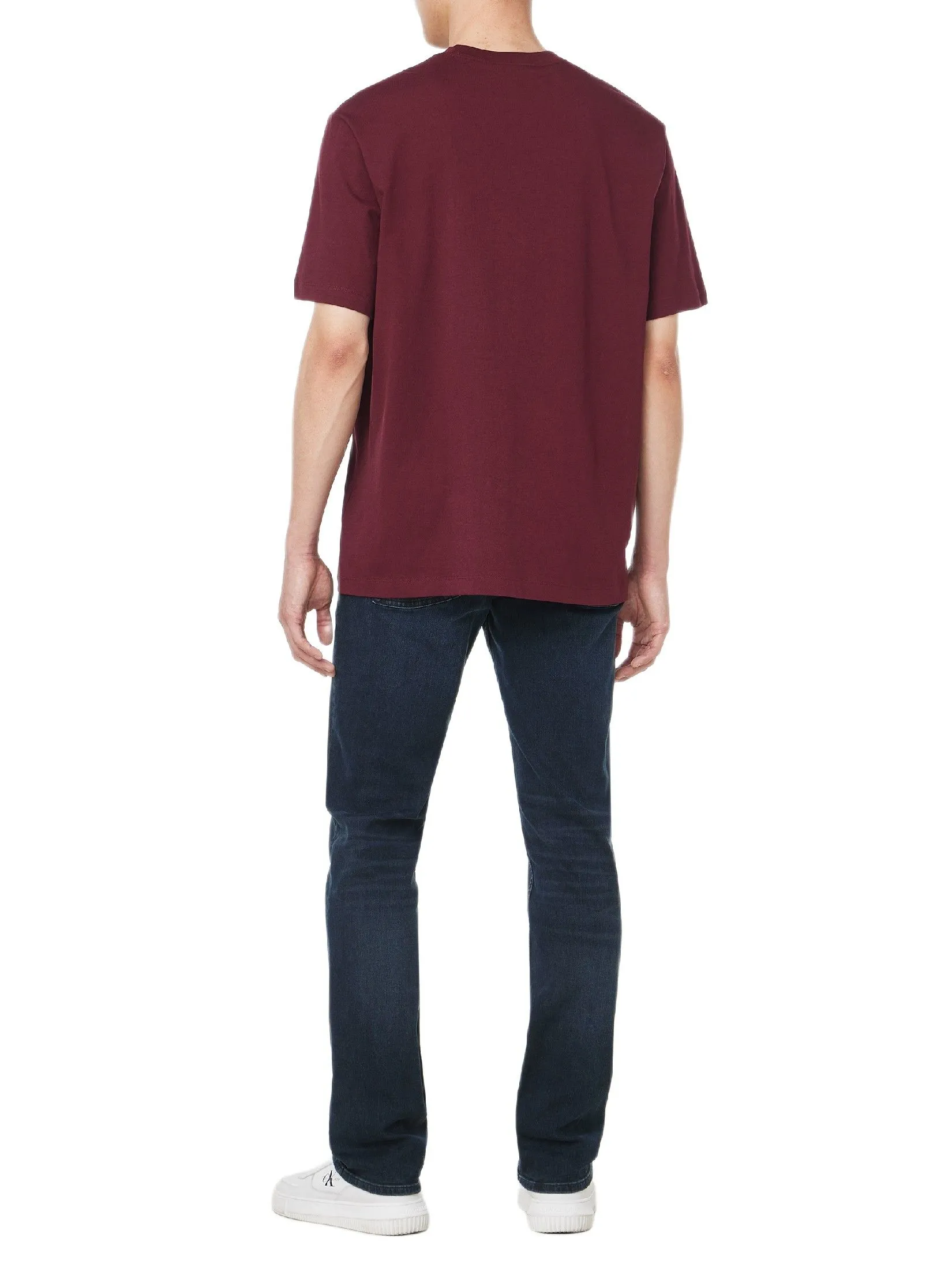 CALVIN KLEIN Men's Easy Fit Archive Logo Short Sleeve T-Shirt Burgundy