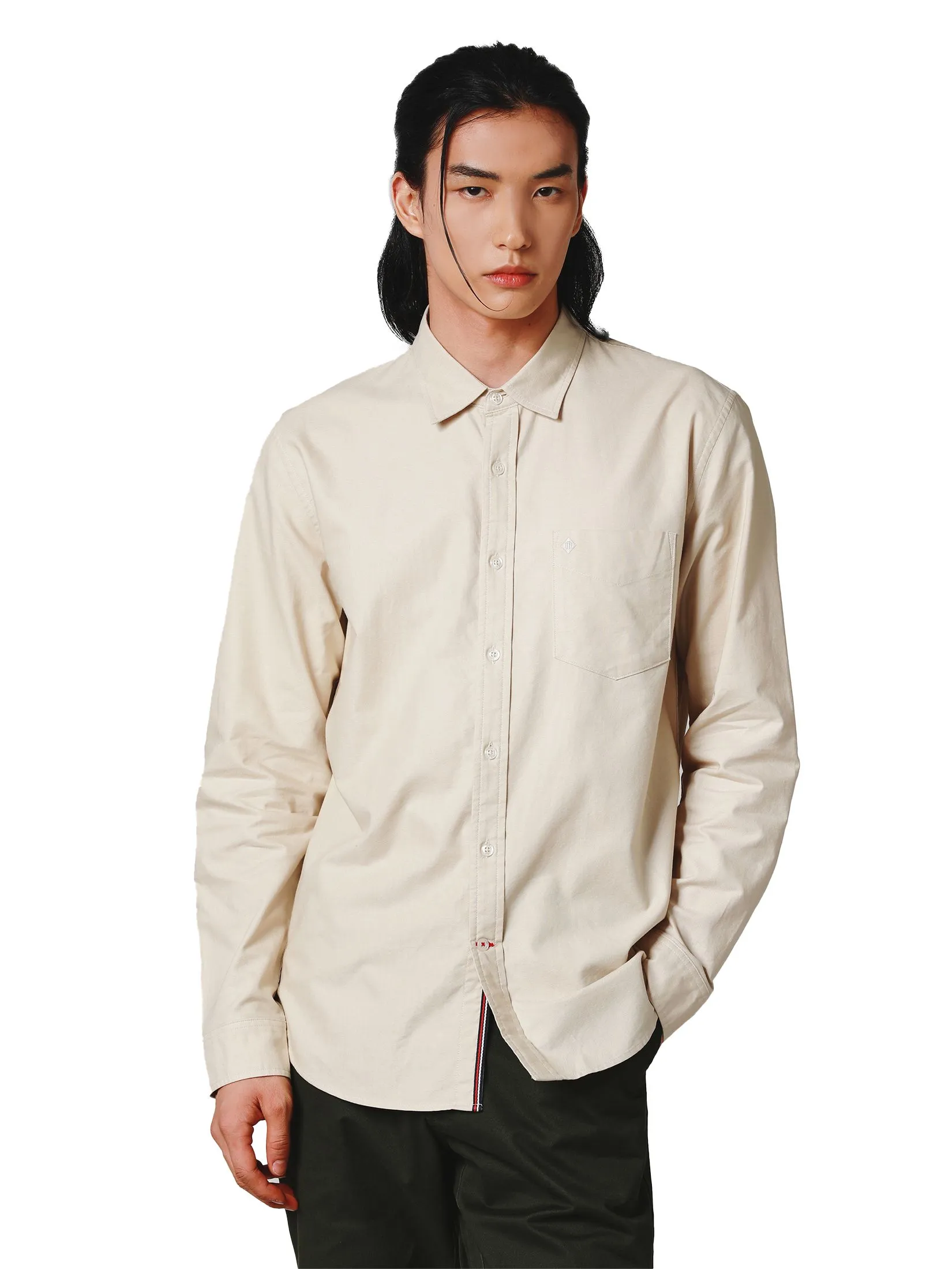 JOHN HENRY Men's Long Sleeves Shirts (Slim Fit) ESSENTIALS Beige