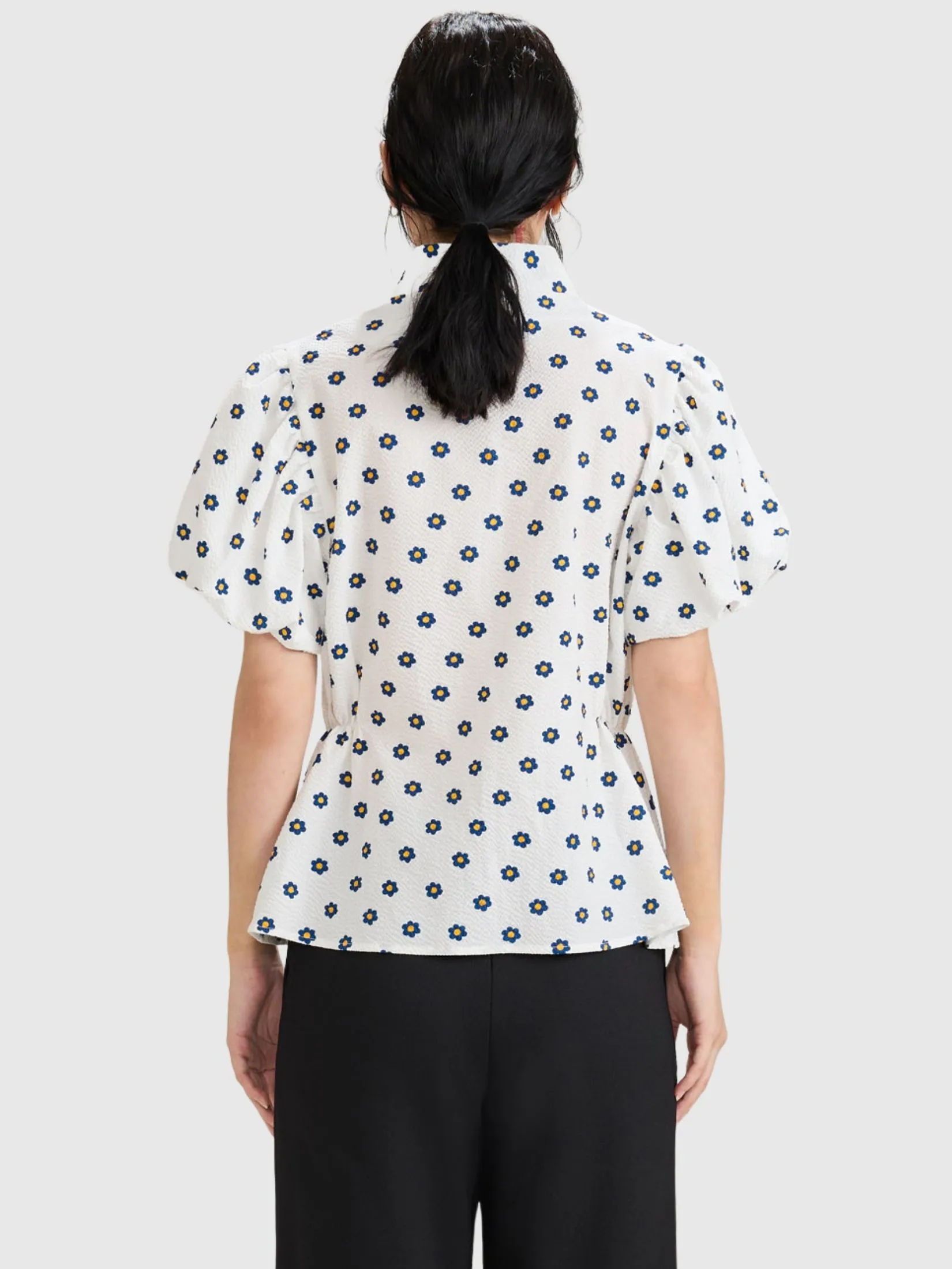 AMILA Women Blouse Short Sleeves Jugari Off White