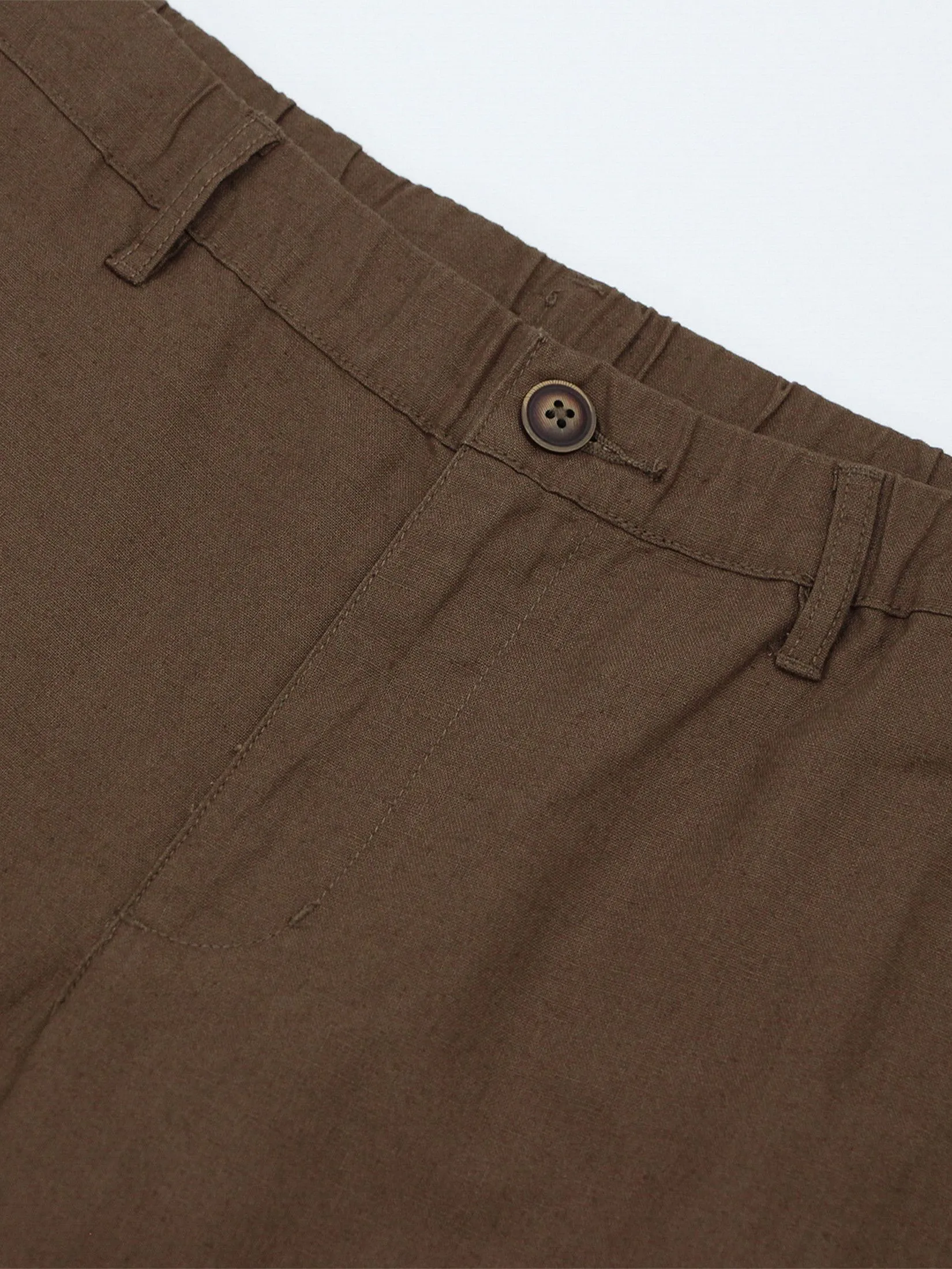 GIORDANO Men's Slim Taper Linen Khaki Pants  Dark Brown