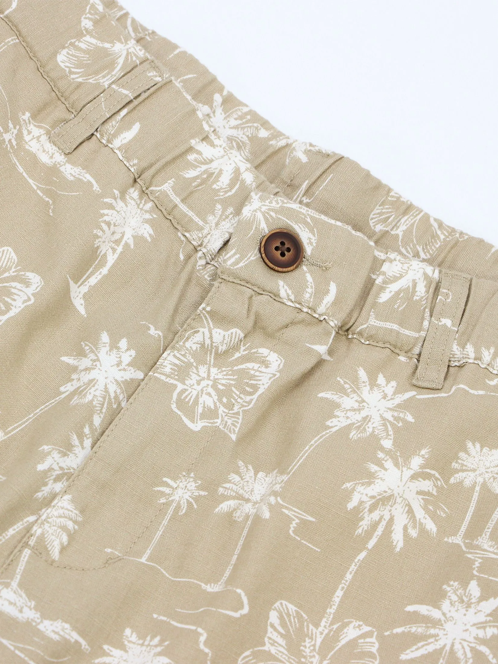 GIORDANO Men's Slim Linen Bermuda Shorts  Khaki x White