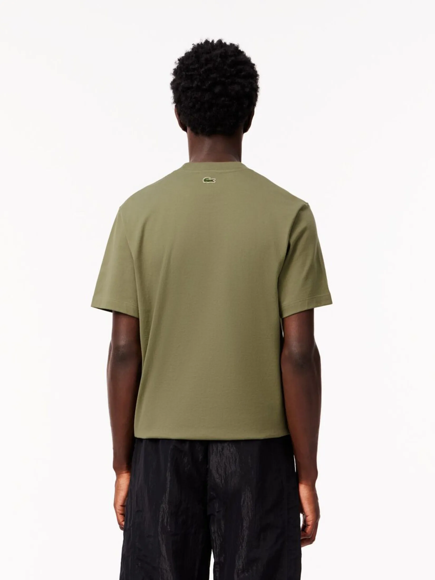 LACOSTE Cotton Jersey Signature T-shirt Green