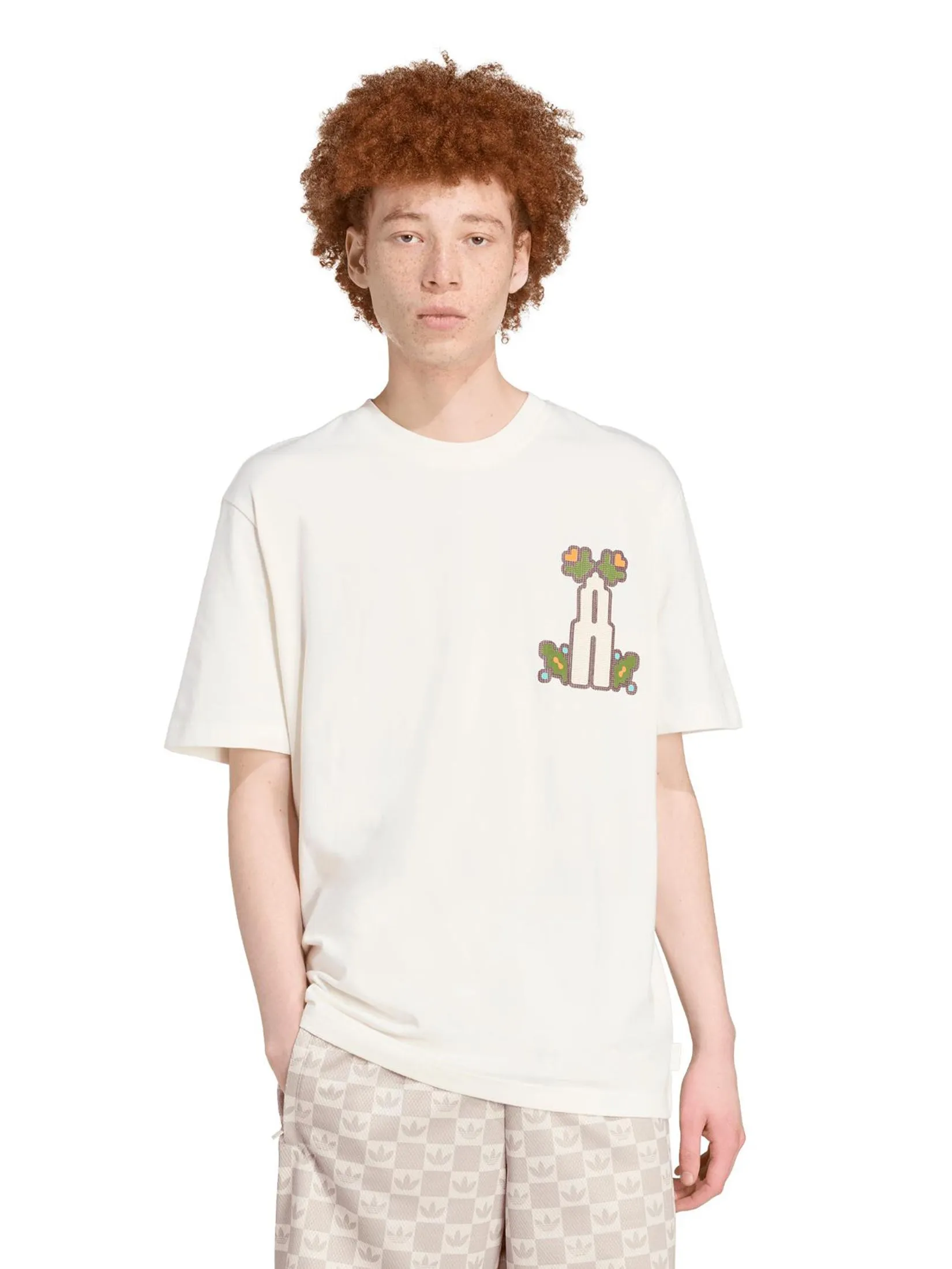 ADIDAS Men T-Shirt Monogram Loose JY2973 Off White Size - A/L