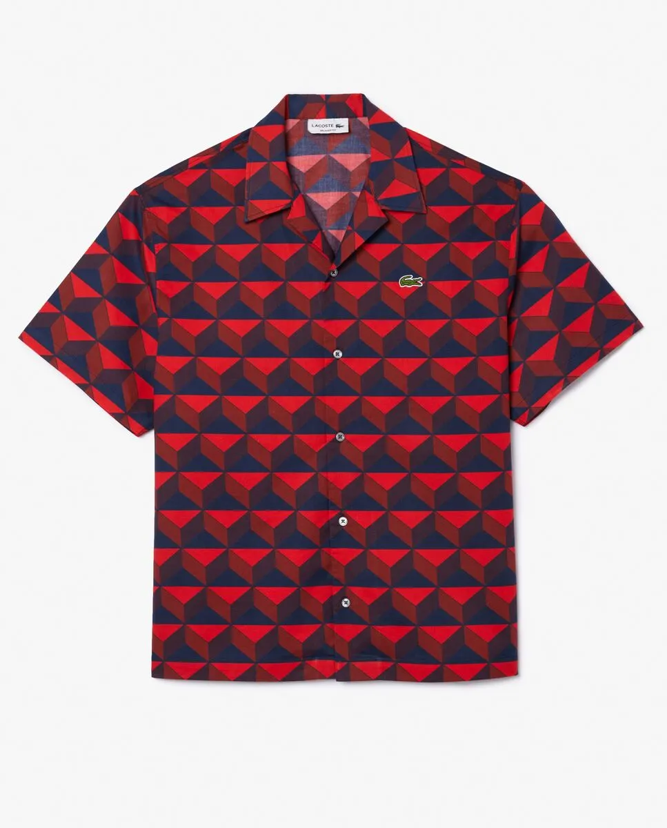 LACOSTE Short Sleeved Robert George Print Shirt Red
