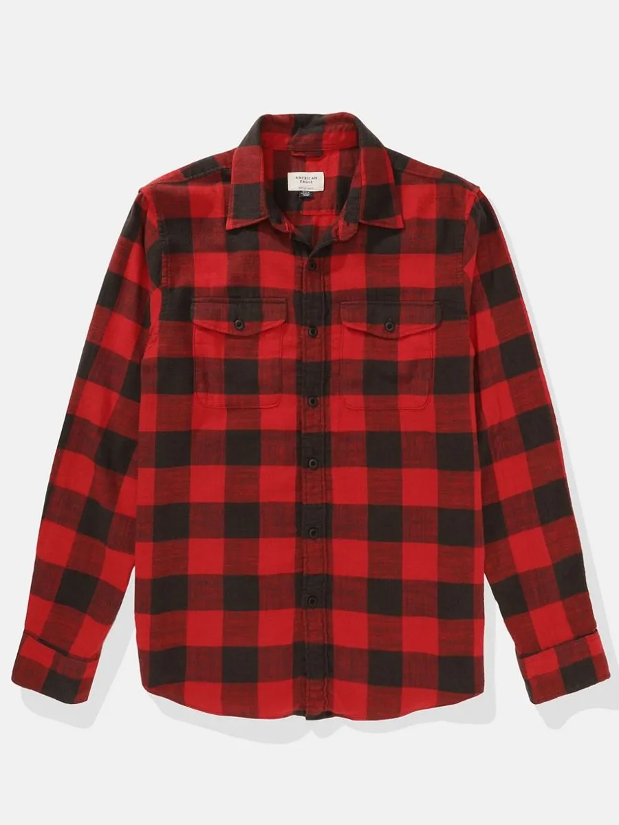 AMERICAN EAGLE MEN CF CSC SALVADOR TWILL FLANNEL 616 RED BEAM