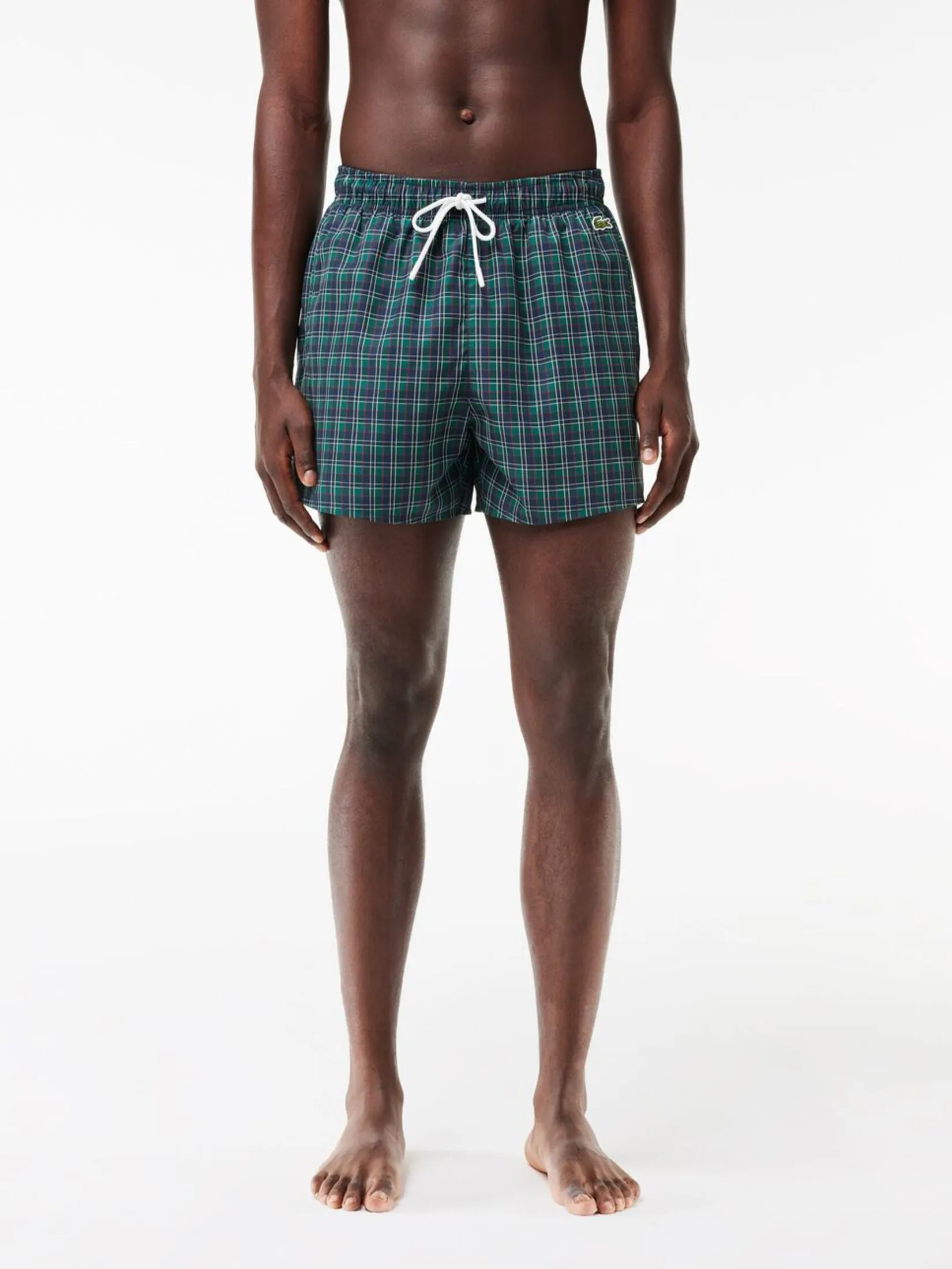 LACOSTE Short Printed Swim Trunks Blue