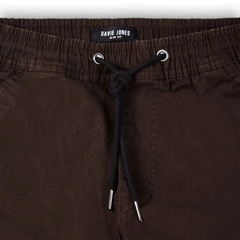 DAVIE JONES BROWN ELASTICATED COTTON JOGGER PL0002BR
