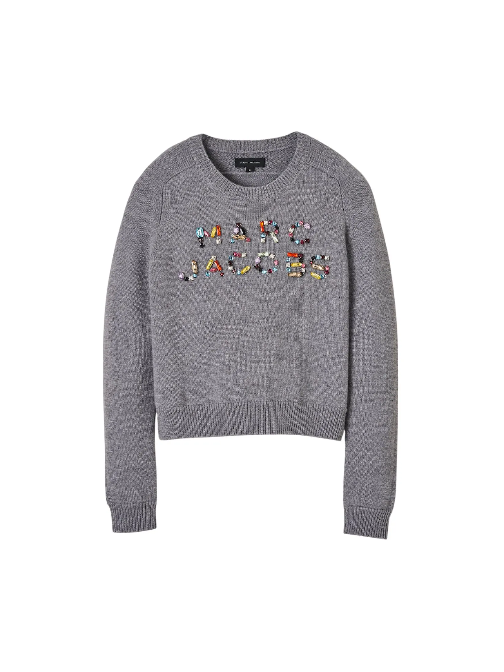MARC JACOBS THE GEM KNIT LOGO CREWNECK STEEL GREY