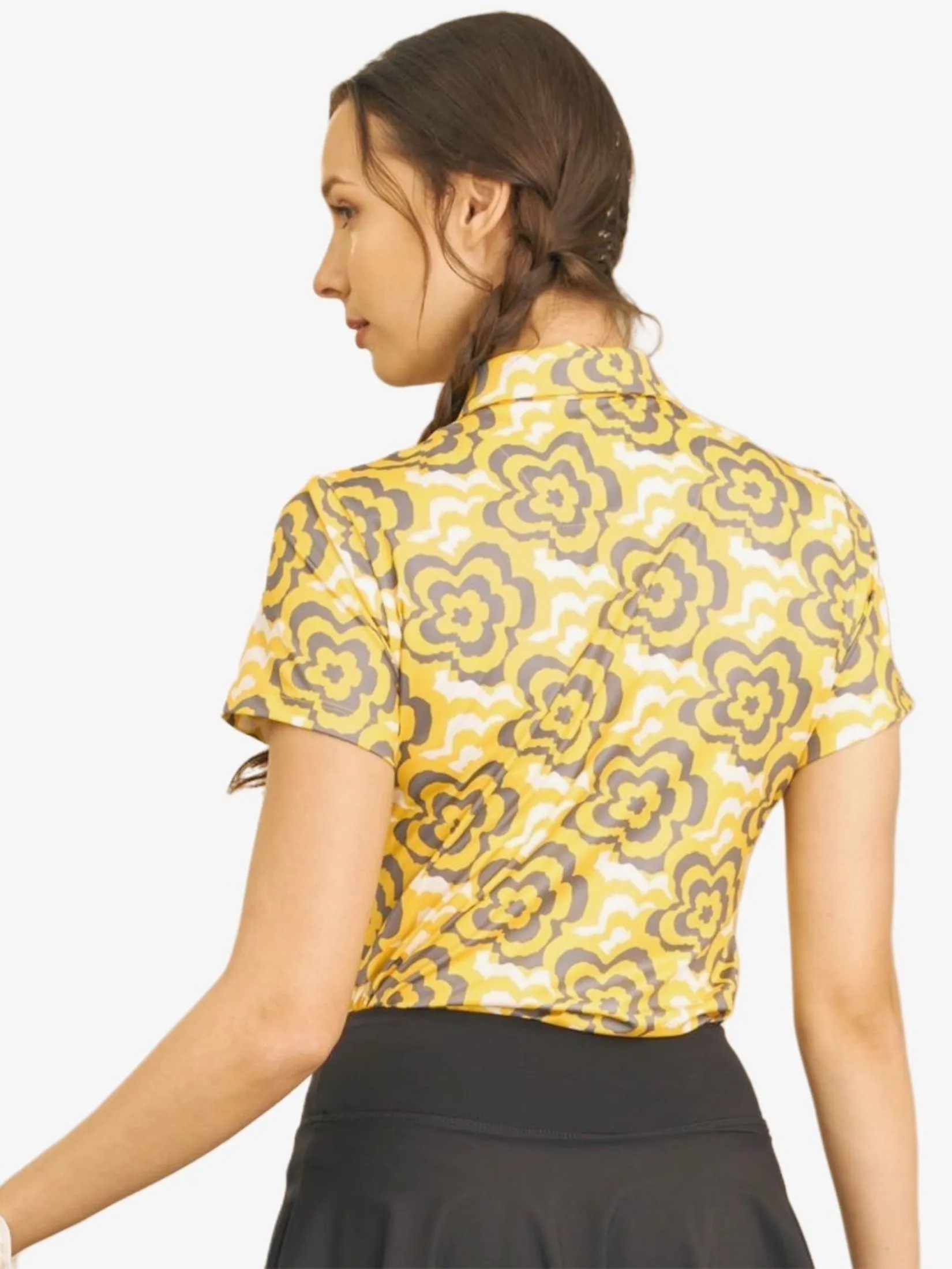 VANESSE Yellow WOMEN PASTEL FLOWERS POLO (029083)
