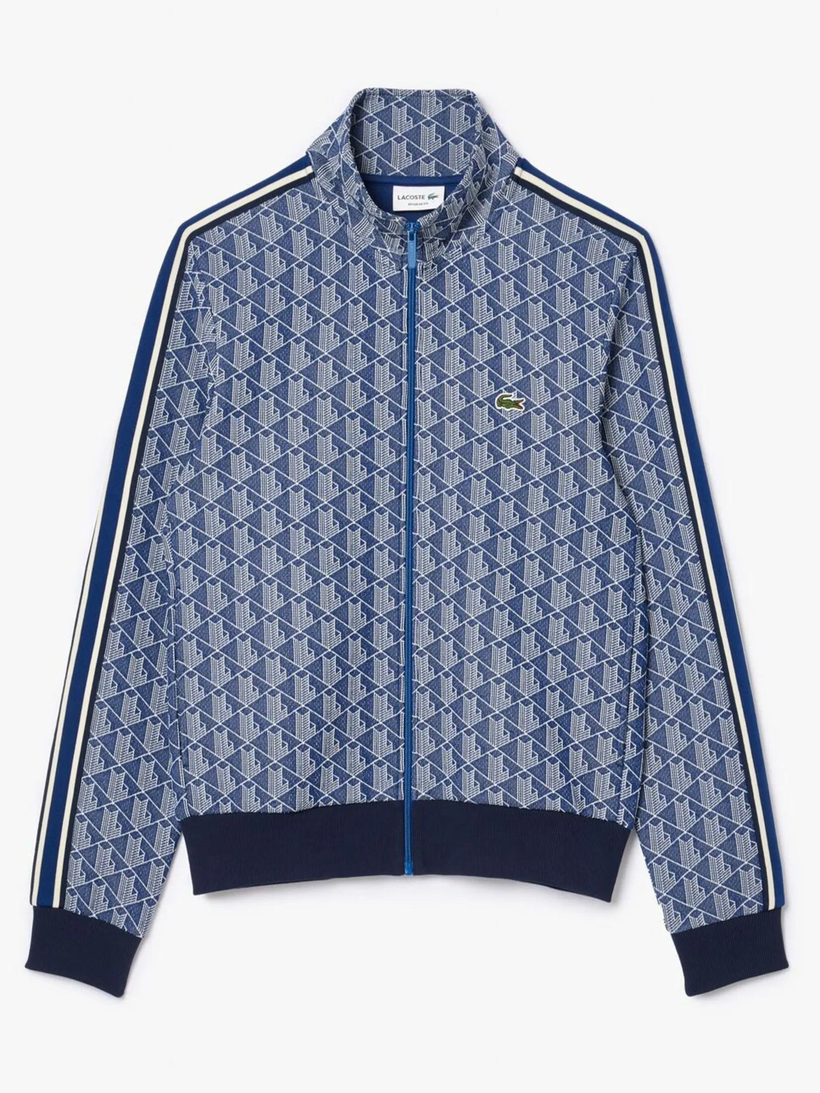 LACOSTE Paris Jacquard Monogram Zipped Sweatshirt Blue