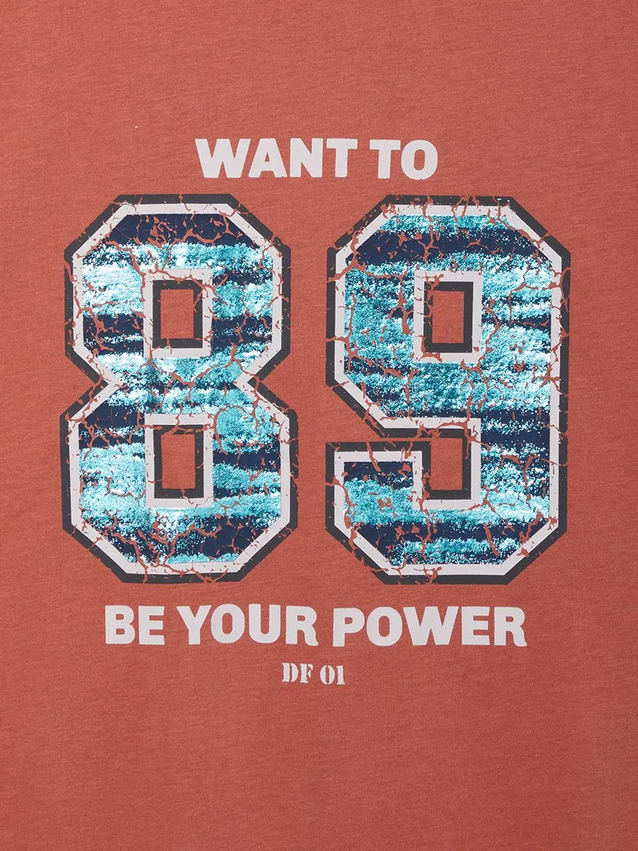 DEFRY 01 Men T-Shirt Short Sleeves Graphic Printed Brown