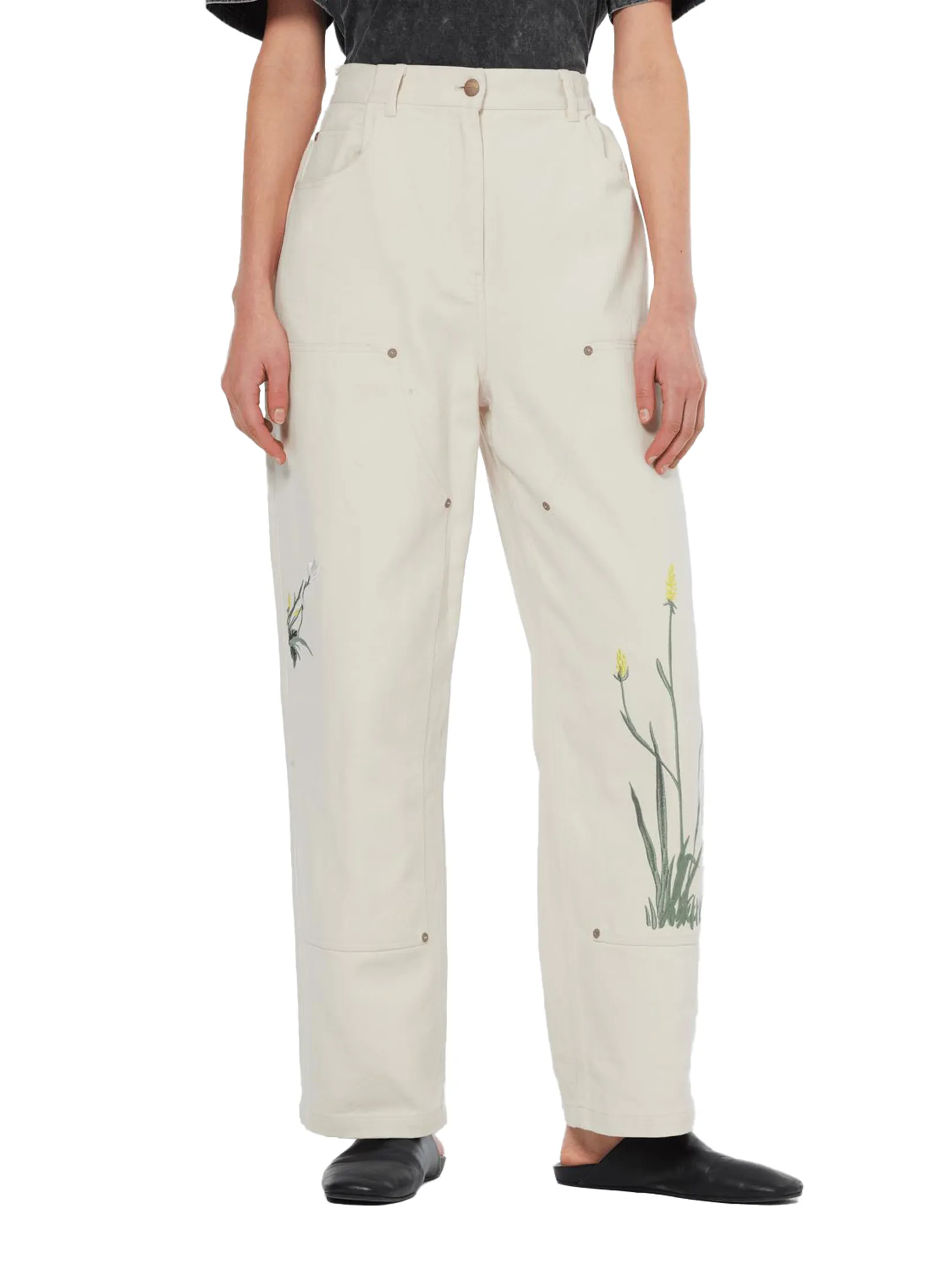 SCOTCH&SODA Women Pant Raine High Rise Wide Leg Embroidered Soft Ice