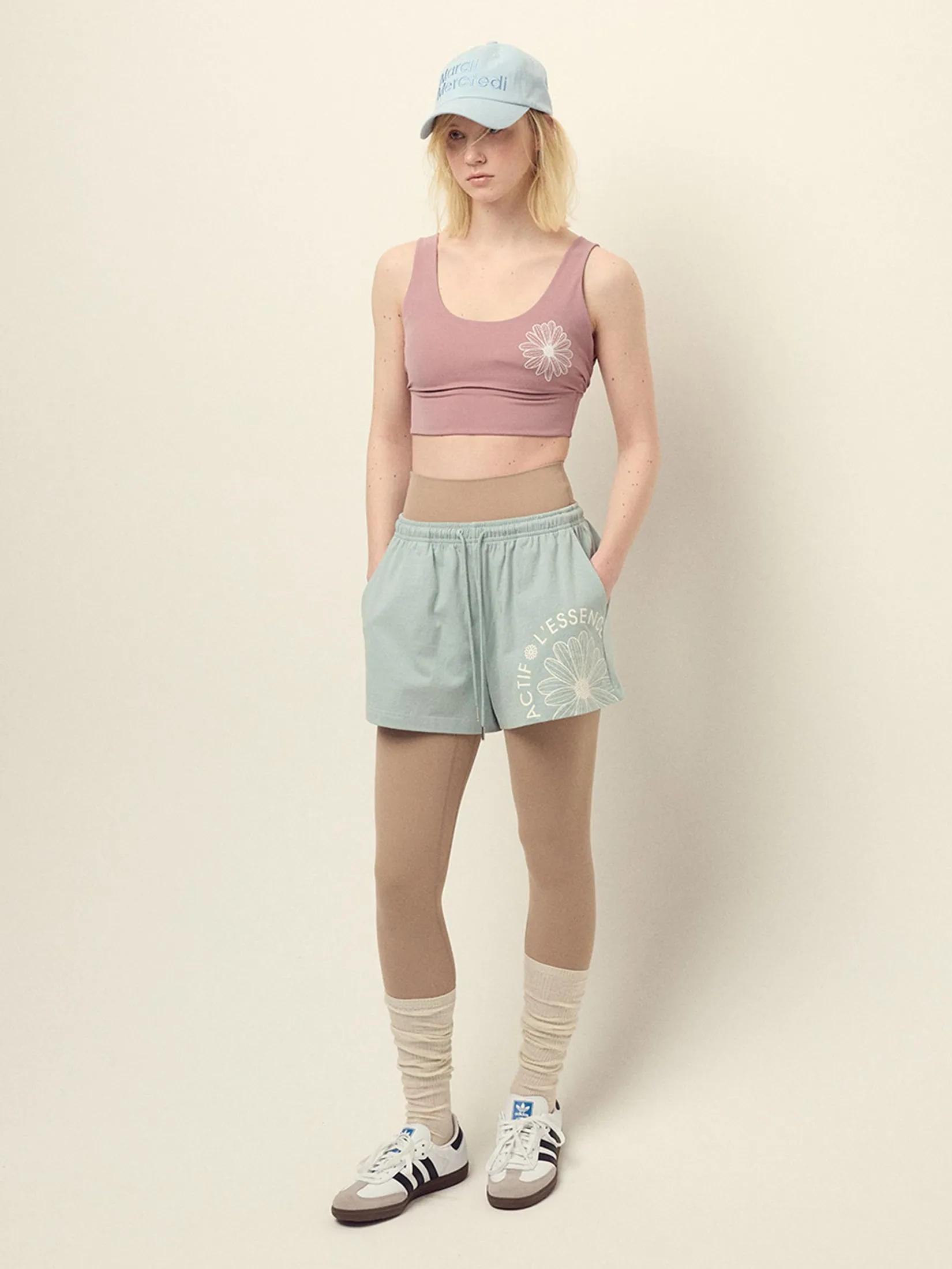 MARDI MERCREDI ACTIF Cotton Shorts Actif Emblem Mint Ivory F