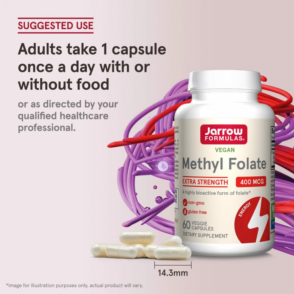 Jarrow Formulas, Метилфолат, 400 мкг, 60 растительных капсул