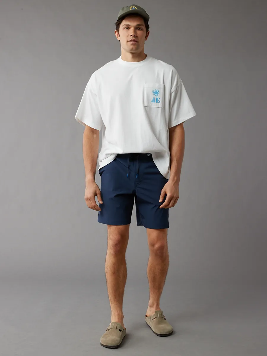 AMERICAN EAGLE MEN G - OVERSIZED PKT SET IN TEE -  PCDYE + SERIOUSLY SOFT WASH 100 WHITE
