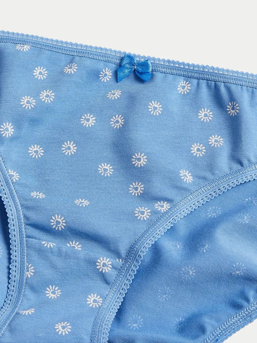 MARKS & SPENCER Women Knickers Cotton Lycra Bikini 5 Pk Multi-color