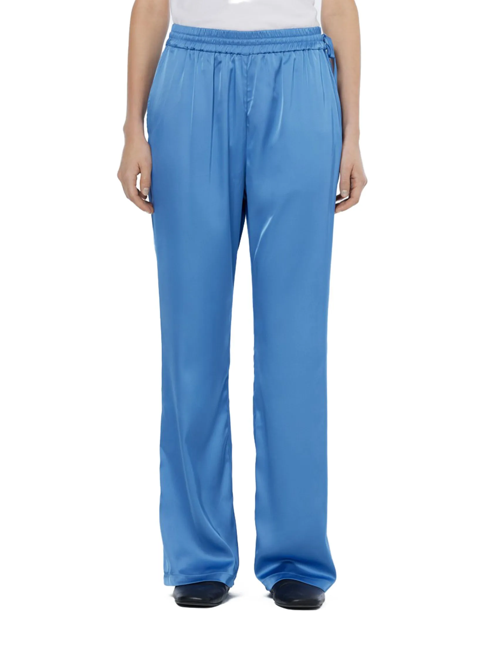 SCOTCH&SODA Women Pant Mae Mid-Rise Bootcut Pull-On Satin Lake Blue