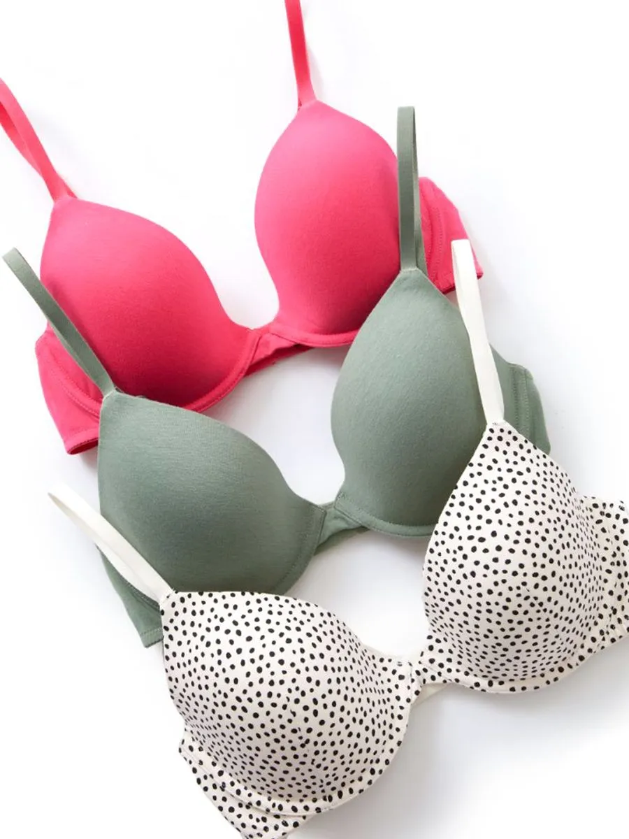 MARKS & SPENCER Women T-Shirt Bras Cotton Wired Plunge 3pk