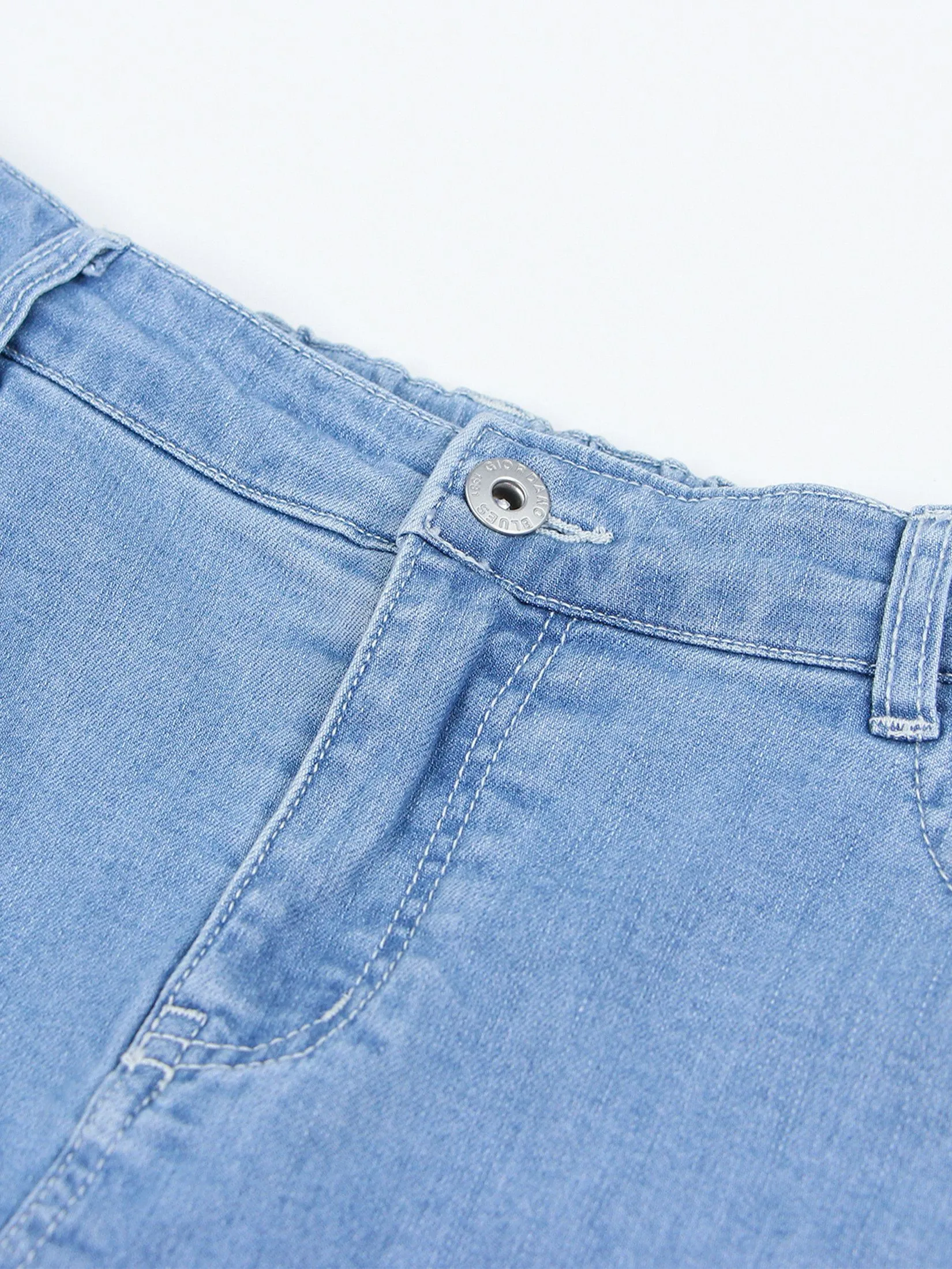 GIORDANO Women's Relaxed Denim Skorts Light Indigo Blue