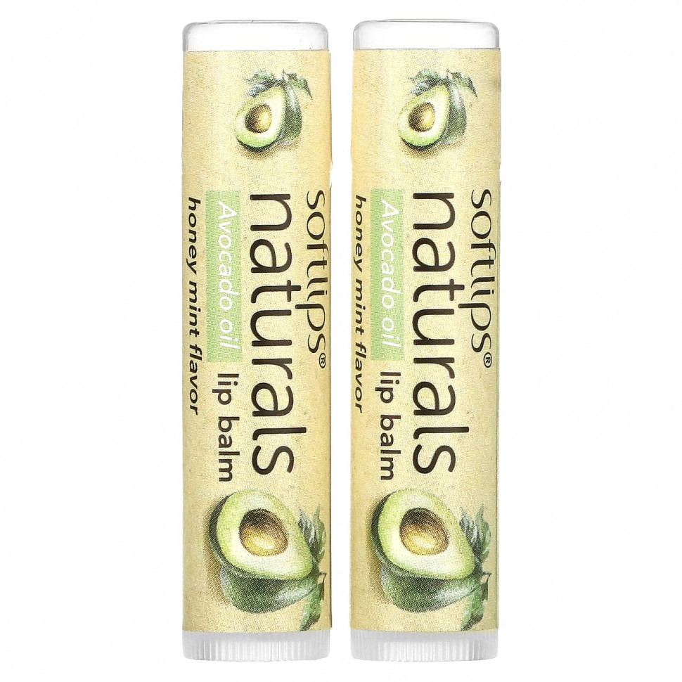 Softlips, Naturals, бальзам для губ, мед и мята, 2 палочки по 4,2 г (0,15 унции) - SFL-01644-Масло авокадо