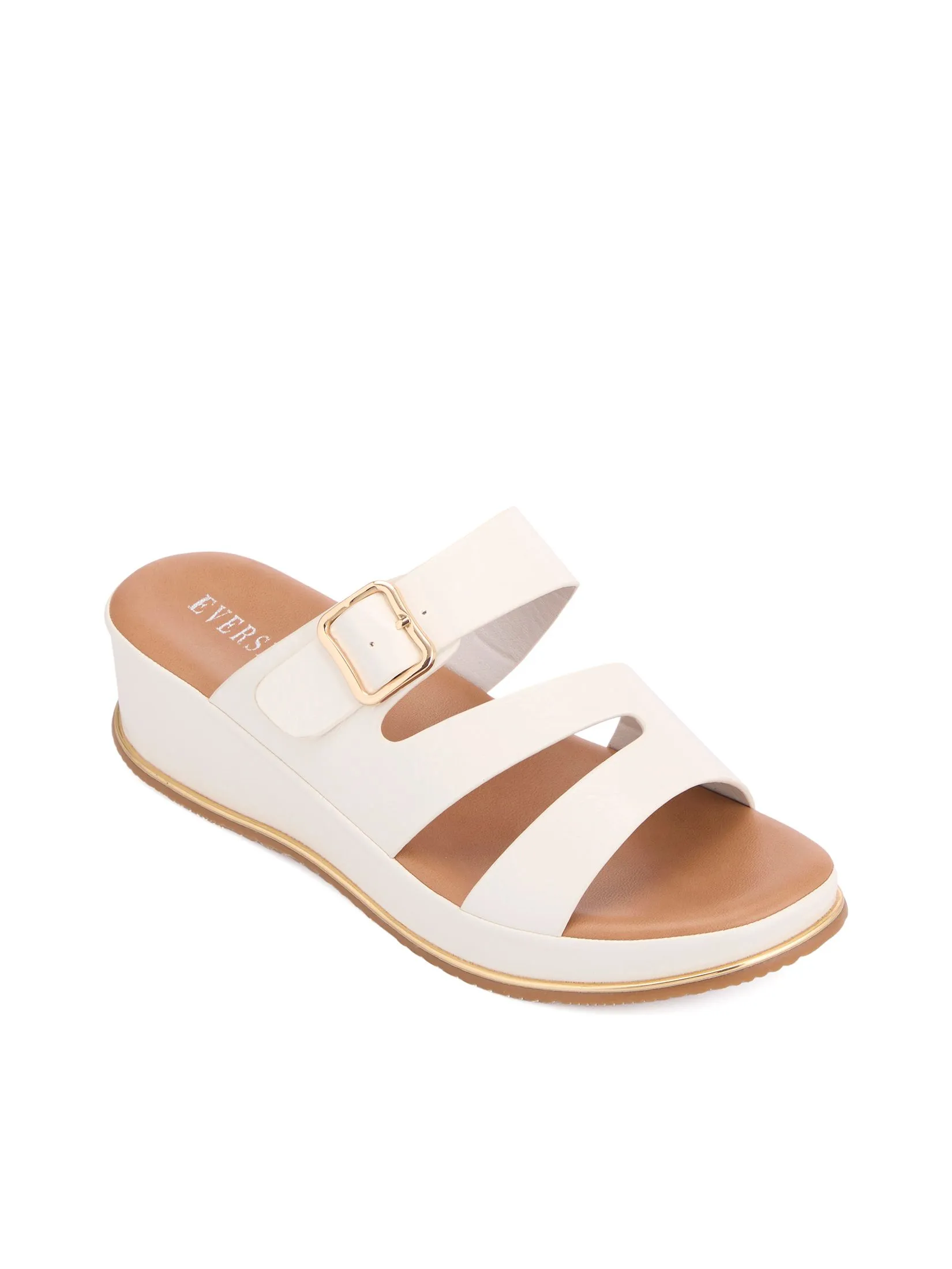 EVERSINCE Women Wedge Sandals Triple Straps