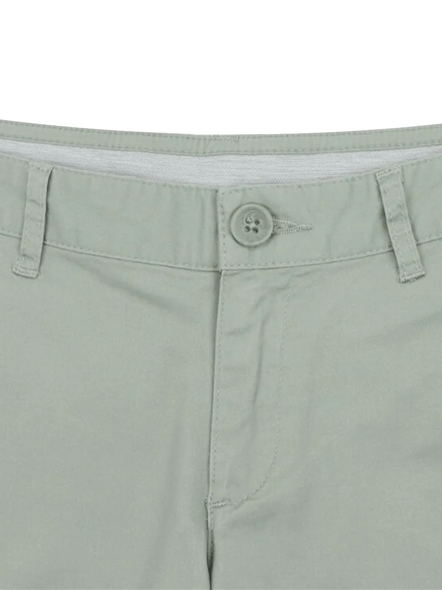 GIORDANO Women's Twill Mid-Rise Slim Fit Pocket Shorts (180 Elastic Waistband) Shadow Green