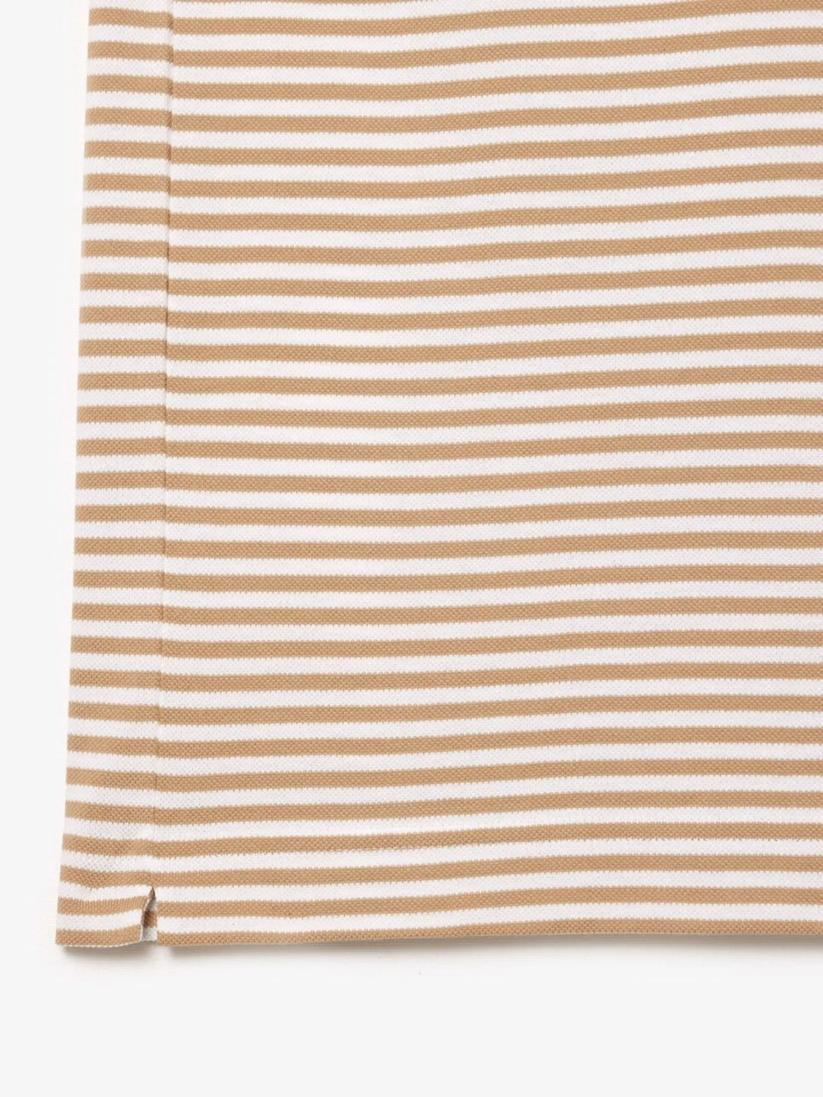 LACOSTE Striped Heavy Cotton T-shirt Beige