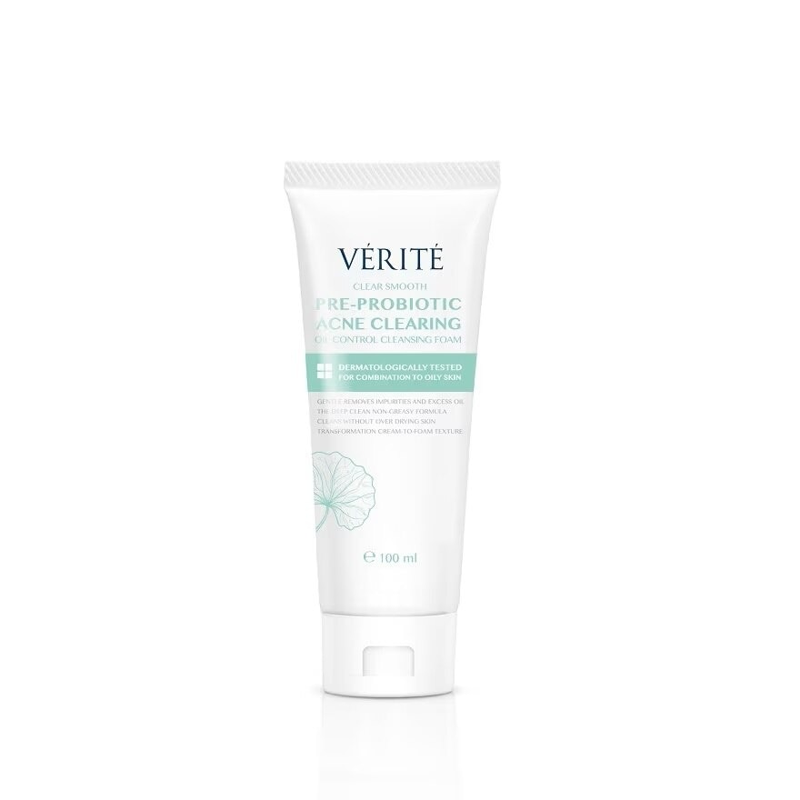 Verite Clear Smooth Pre-Probiotic Acne Clearing Oil Control Cleansing Foam