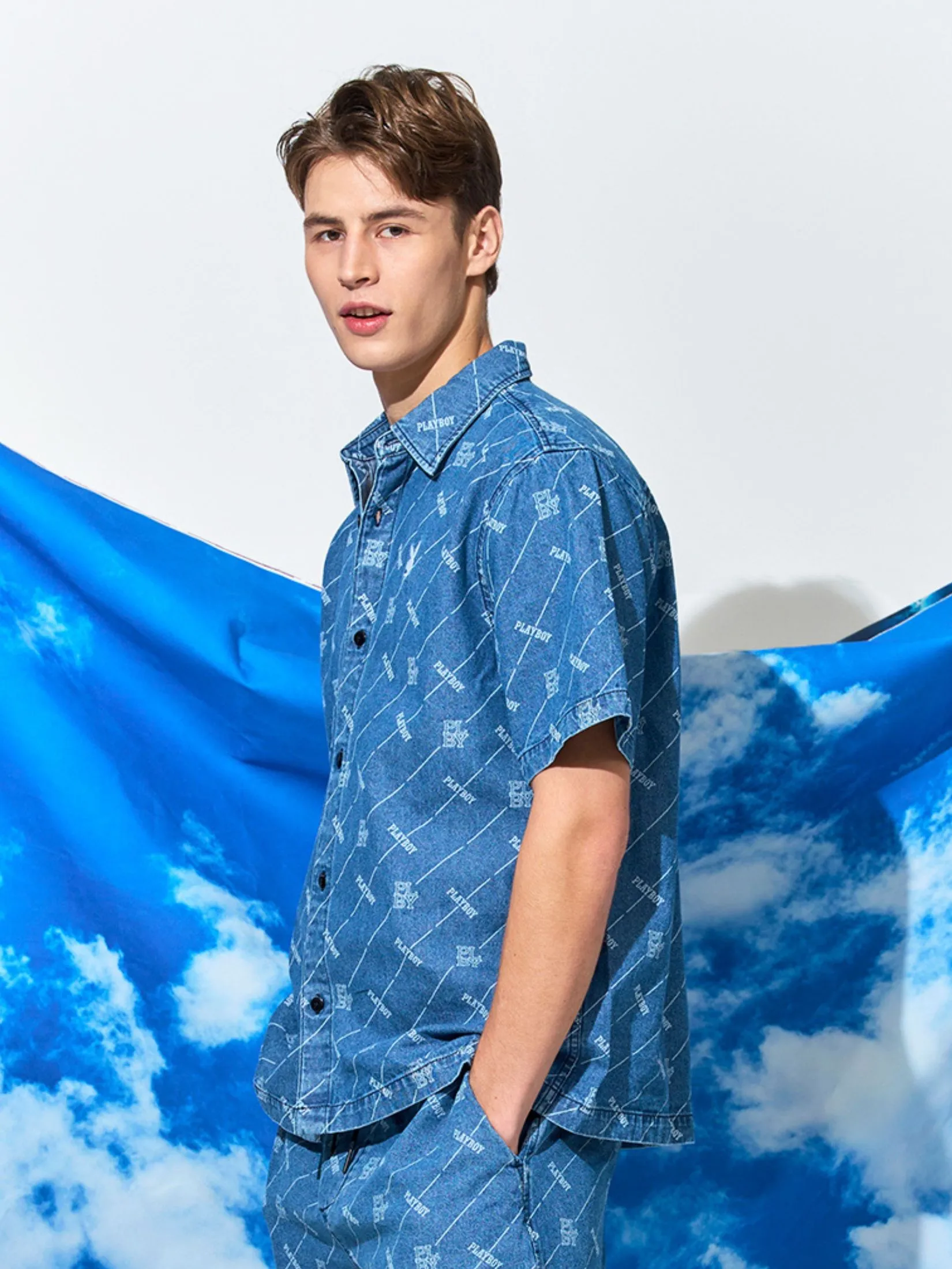 PLAYBOY Men Shirt  blue color